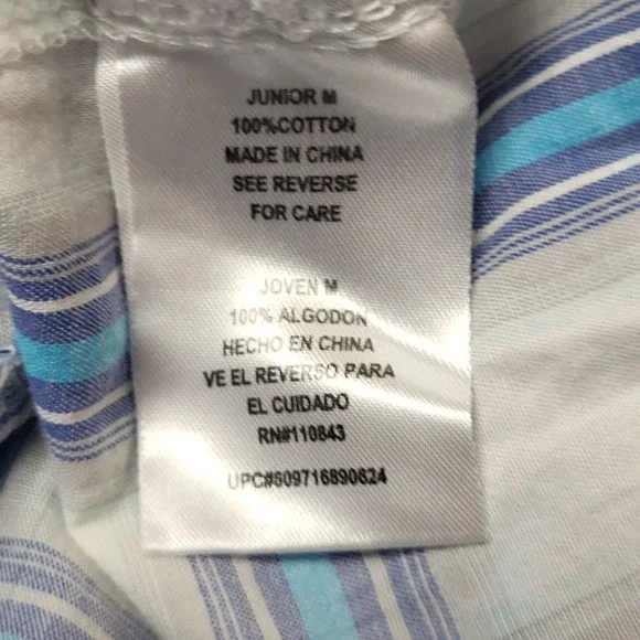 L.E.I. Shirt Dress Women Junior M Plaid Button Front Short Sleeve Blue White - Picture 6 of 9